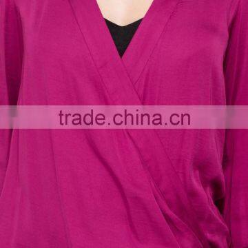 Daily Fit Long Sleeve Wrap-style Lady Blouse for Middle Aged Women photo-4
