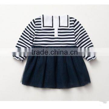 Long Sleeve Stripe Tulle Girls Skirt Wholesale Baby Dress photo-2