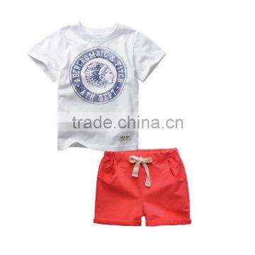 Wholesale summer cotton printing boys kids clothes clothing set