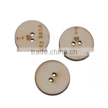 Natural Wood Sewing Buttons Scrapbooking 2 Holes Round Message I Love My Nana " Pattern 20mm Dia photo-3