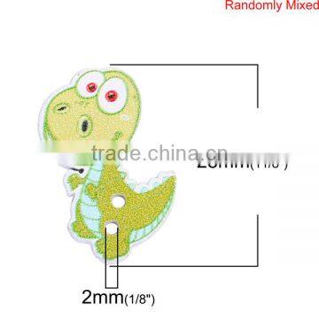 Wood Sewing Buttons Scrapbooking 2 Holes Dinosaur Animal At Random photo-2