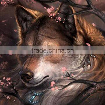 Multicolor Peach Blossom Wolf Pattern Cotton Embroidery DIY Rhinestone Kit Diamond Painting