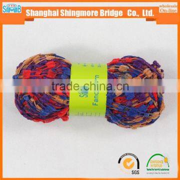 China Knitting Yarn Supplier Hot Wholesale Oeko-tex Standard Quality 100 Polyester Spun Ladder Yarn for Knitting Scarf photo-4