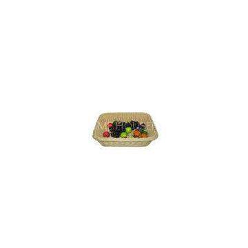 Dark Brown Rattan Fruit Basket For Bread Bakery , Washable And Food Safe