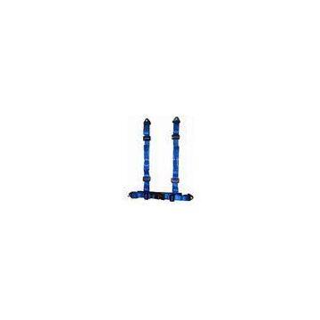 Durable Blue Nylon Racing Safety Belts With Retractor , Four Point Seat Belt