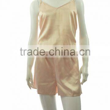 Ladies Blush Sleeveless Satin Sleepwear Sexy Romper