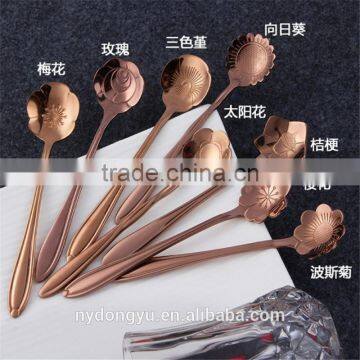 high quality stainless steel coffee spoon /mzl rose cherry flower stainless steel tea spoon /fancy dinnerware tableware