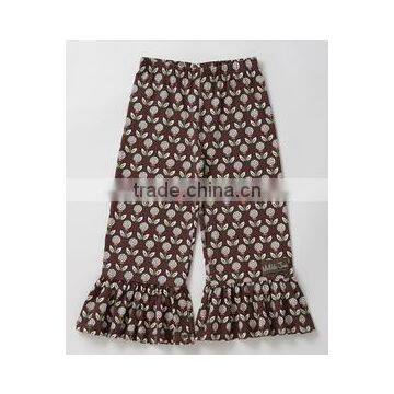 Autumn wholesale ruffle pants brown perfect day big ruffle pants girl boutique ruffle pants