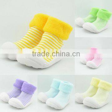 solid knitting stripe pattern cotton baby shoes