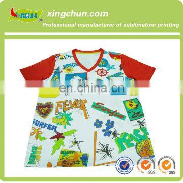 New fashion style V-neck kid's T shirts for dye sublimation printing