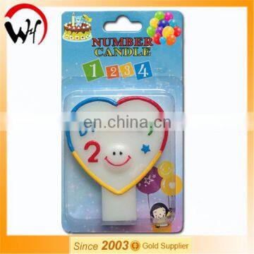 EN71 hot sale baby birthday fancy magic heart number 2 candle