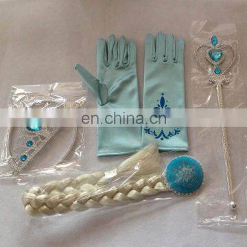 PAS-0769 Princess party crown Elsa tiara wand wigs and gloves for children