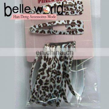 Leopard Print Hair Snap Clips Hair Ponytail Holders Set for Promotion