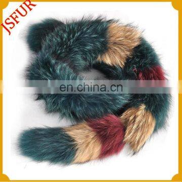 Stylish women natural top raccoon fur scarf with custom real raccoon fur wholesale scarf