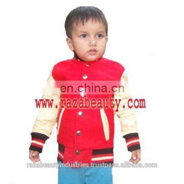 Red & Cream Kids Varsity Jackets, Custom Embroidery Children Baseball Jackets, Wool Leather Bomber Jackets