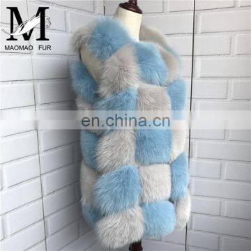 2015 Factory Fantastic Design Fox Fur Long Vest Hot Style Real Animal Fox Fur Vest