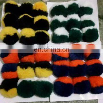 genuine fur trimming for beanie and garment two tone mixed color rabbit fur ball from china