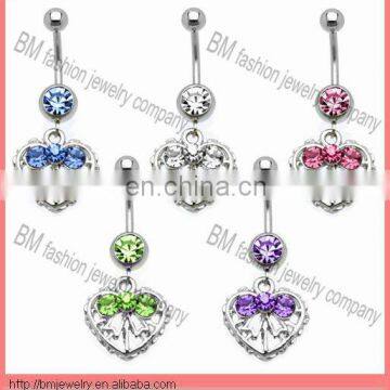 crystal knot and heart-shaped design body jewelry belly piercing navel jewelry