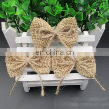 wedding decoration bowknot natural jute burlap bowknot jute ribbon bowknot