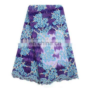 Fashionable New Design Net Embroidery Royal Blue french Lace Fabric with pearl L170827002