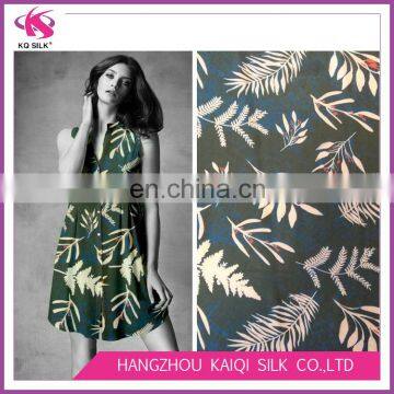 leaf digital printing silk CDC 100% pure silk crepe de chine fabric