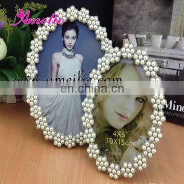 A8028 6 inch metal pearl white color wedding photo picture frame