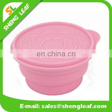 easy-cleaning collapsible silicone bowl with cover