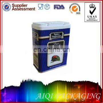 spice tin can with plastic lid