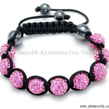 Fashion Glass Rhinestone Bead Handwoven Knitted Adjustable Braided Bracelet