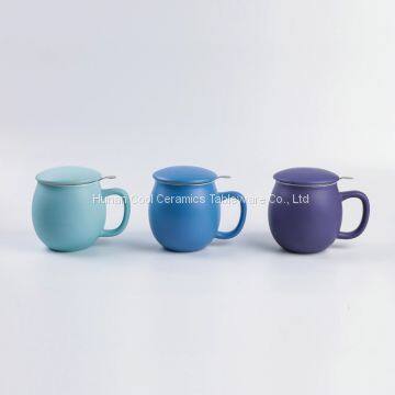 Drinkware china supplier multiple color pot-bellied personalized ceramic infuser tea mug