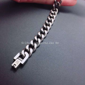 Mens Titanium Bracelet, Pure Titanium Chain Bracelet for His Sensitive Skin, Robust Chain Titanium Bracelet