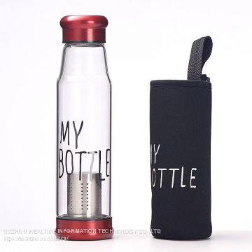 Glass Water Bottle With Tea Infuser Bottom Openable Water Bottles photo-3
