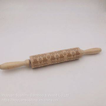 Chick Pattern Wooden Rolling Pin, Made of Chinese Cherry