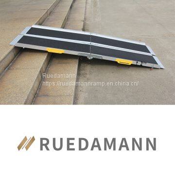 Ruedamann 6' Extra Wide Non-Skid Aluminum Wheelchair Ramp, Lightweight Two Pieces Separated Folding Portable Loading Ramp, Fits Most Wheelchairs Scooters, 600 lbs Capacity (MR607T-6)