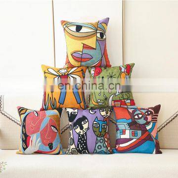 Embroidered Cushions Covers with competitive price Picasso Abstract Paintings Cushion Cover Throw Decorative Pillows Case