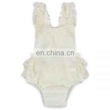 Girls Ivory Lace Jumpsuit Wholesale Baby Clothes Baby Ruffle Romper