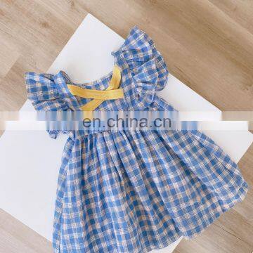 A0278# Summer Toddler Dress Kids Baby Girls Dress Kids Backless Plaid Dress Girls Clothes