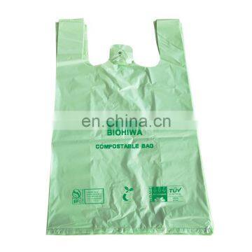 PBAT Bioplastic Plant Natural Retail Bag 100% Compostable Carry T-shirt Bags Wholesale