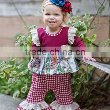 wholesale cute Toddler boutique outfit baby set elephant print hot ruffle pants outfits