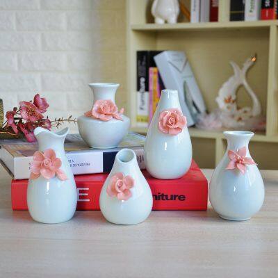 Modern Simple European Hand Made Small White Ceramic Flower Vase For Showroom Decor