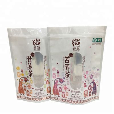 rice food white paper stand up zip bag with window for snack packaging