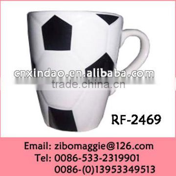 Soccer Designed 12oz V Shape Porcelain Sublimation Pottery Decoration Mug