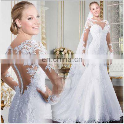 2020 New White Women Long Sleeve Lace Bridal Wedding Gowns Wedding Dress photo-2