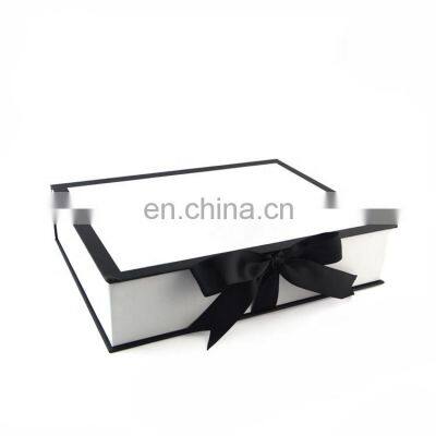 Custom Art Paper Folding Book Shaped Scarf Box with Ribbon Closure Clothes Paper Gift Packaging Boxes for t shirt