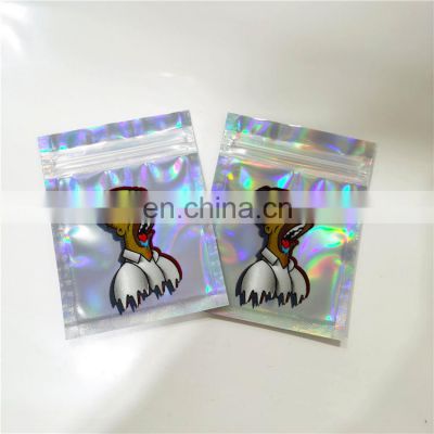 aluminum foil stand up holograph clear Resealable Self Seal Zipper Plastic Pouches Bag holographic hologram zip lock bag