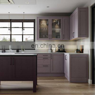 Solid Wood European Style Shaker Kitchens Ready Assemble Modular Islands Kitchen Cabinet