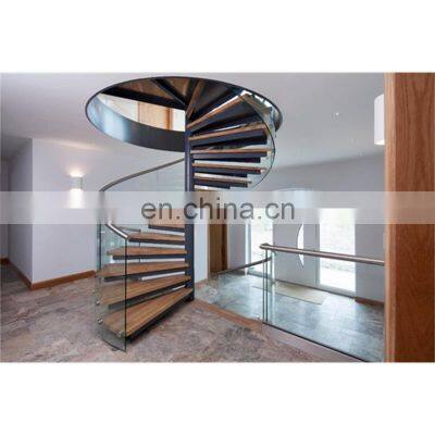 Staircase Spiral Stairs Wooden Elegant Solid Wooden Staircase Stainless Steel Glass Steel Spiral Stairs