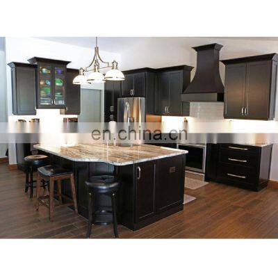 Black shaker modern design expresso refacing glass doors kitchen cabinet free standing sink