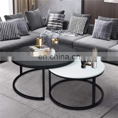 Coffee Table Set of 2 Nesting Tables Modern Round End Table for Living Room