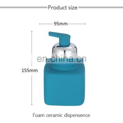 High Quality Rubber Coated Blue Ceramic Foam Pump Lotion Soap Dispenser photo-4